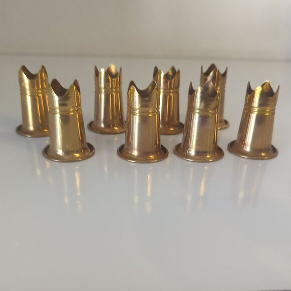 Vintage Set of 8 Brass Tall Ring Inserts For Pillar Candle Holders - Picture 2 of 5